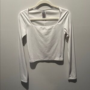 Gymshark White Long Sleeve Square Neck Blouse